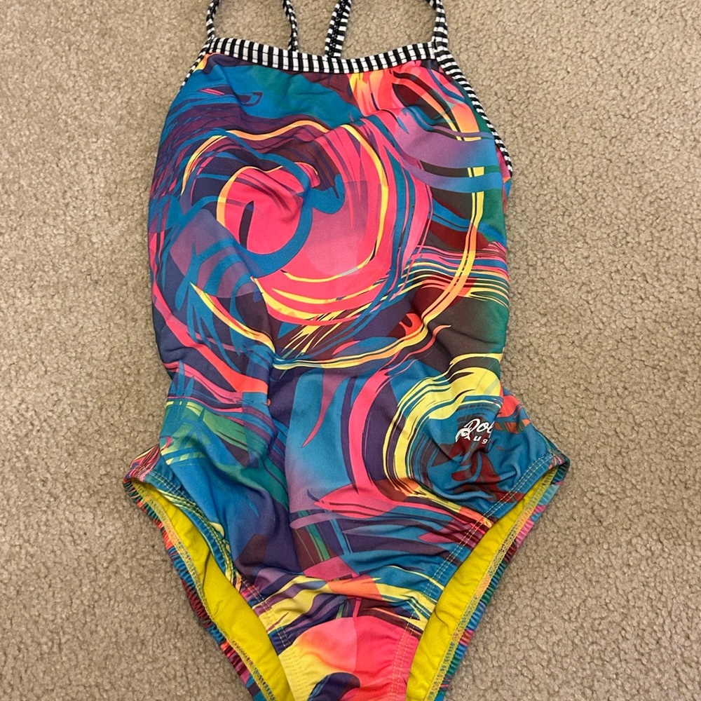 Dolfin Red and Pink One Piece Swimsuit Artistic Design